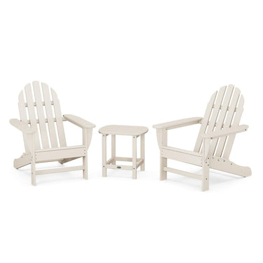 POLYWOOD Classic Adirondack 3-Piece Set W/ South Beach 18-Inch Side Table - Sand